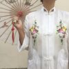 Quimono vintage, com bordados, chinês, vintage, brechó vintage, brechó online, bordados manuais, jardim japonês, kimono vintage, vintage orient, vintage china, B, estampa devorê, G