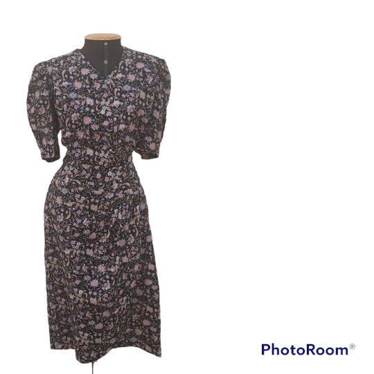 Vestido Vintage Flores anos 80 - Que Chuchu Vestido Vintage Flores anos 80 - Que Chuchu