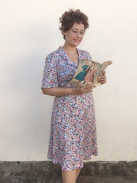 vestido vintage, vestido vintage estampado, vestido vintage acinturado, vestido vintage em algodão, sustentabilidade, brechó, brechó online, brechó vintage, marca burda