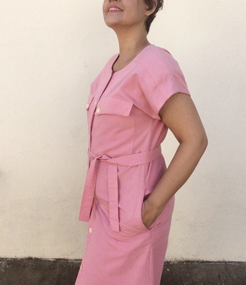 vestido vintage anos 80, vestido vintage em linho, vestido vintage rosa, vestido vintage com ombreiras, chemisie vintage, vintage boutique,02