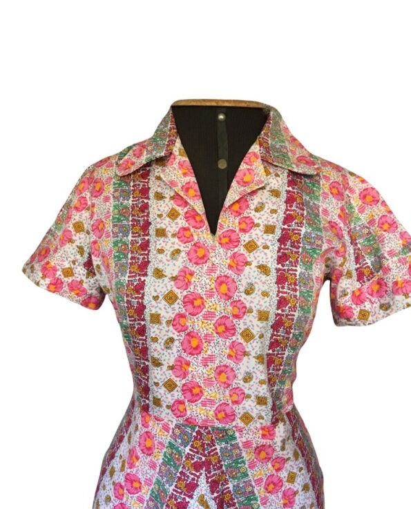 vestido vintage rosa neon, vestido vintage de costureira, vestido vintage anos 60, 1960`s, vestido vintage, boutique vintage,03