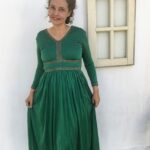 vestido vintage anos 70, vestido vintage, vestido verde bandeira, roupa 1970, vestido vintage longo, 3