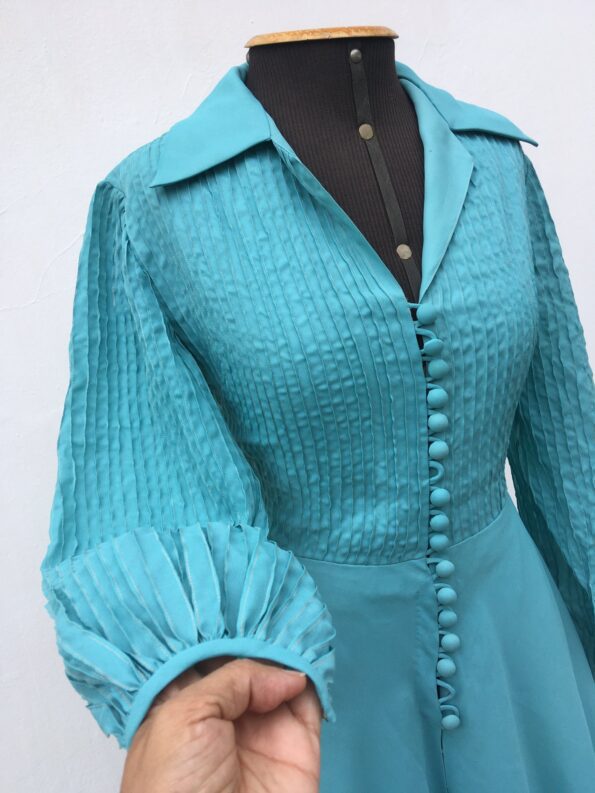 vestido vintage anos 70, vestido vintage azul celeste, vestido anos 70, m
