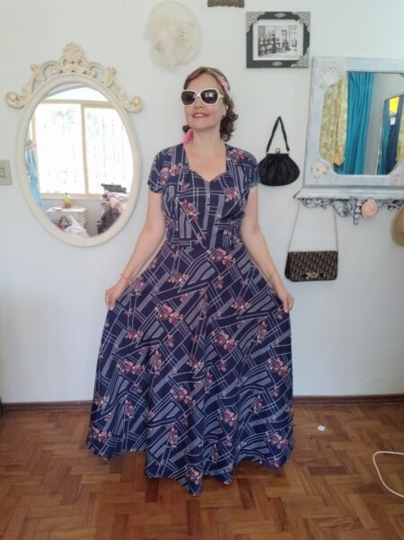 vestido longo vintage anos 70