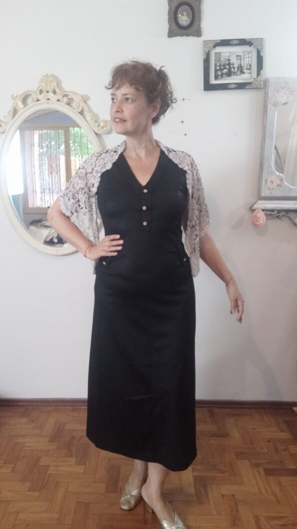 vestido preto vintage italiano