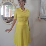 vestido vintage anos 70 amarelo;.,