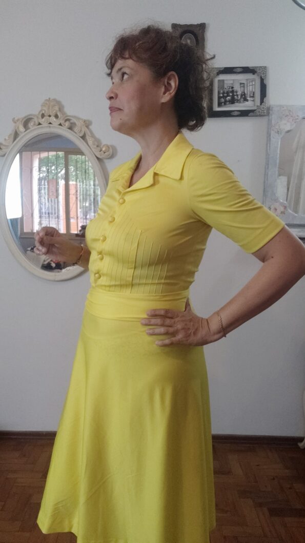 vestido vintage anos 70 amarelo