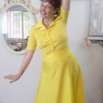 vestido vintage anos 70 amarelo;.,