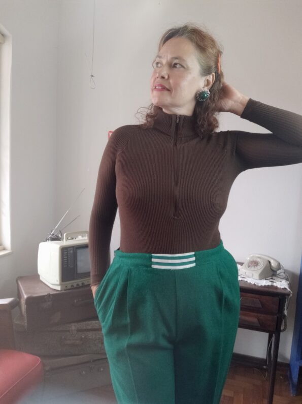 calça verde anos 70..