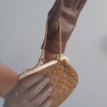 bolsa de mão vintage dourada