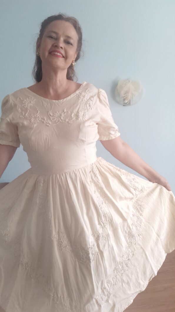 vestido em seda anos 50 1