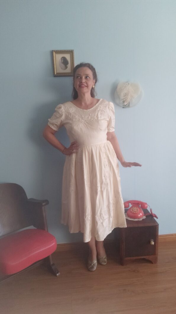 vestido em seda anos 50 b