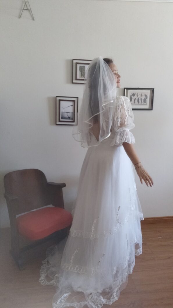 vestido vintage de noiva anos 1980;