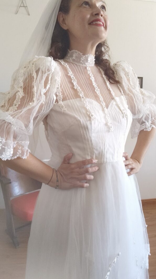vestido vintage de noiva anos 1980,