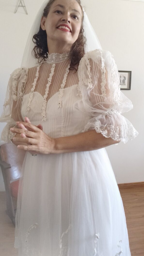 vestido vintage de noiva anos 1980;.