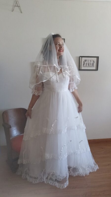 vestido vintage de noiva anos 1980.