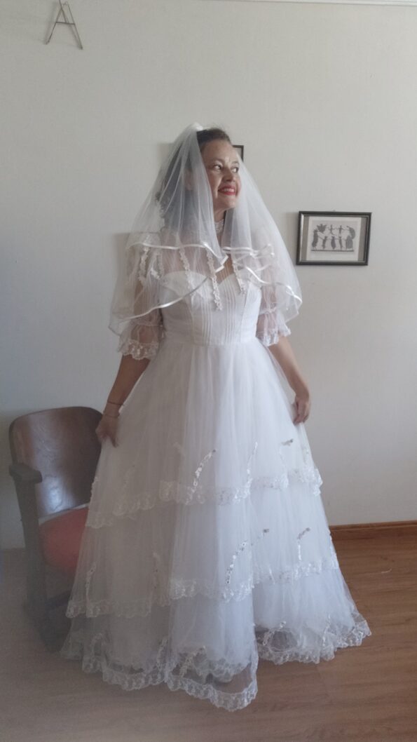 vestido vintage de noiva anos 1980.