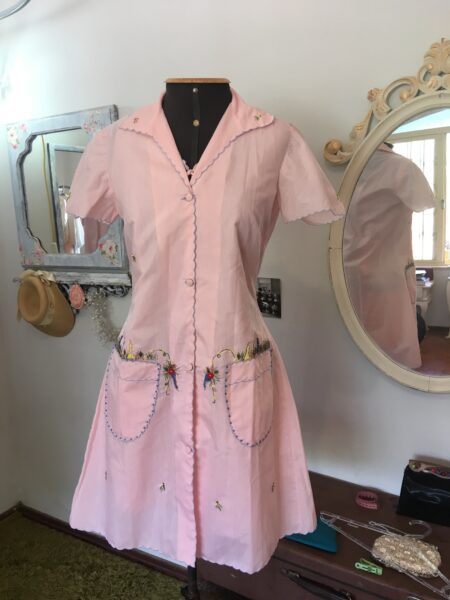 conjunto camisola e penhoar vintage bordado;.