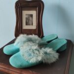 pantufa vintage azul .