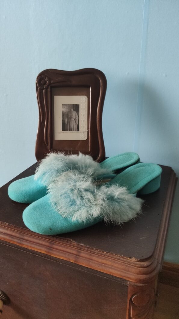 pantufa vintage azul a