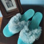 pantufa vintage azul .