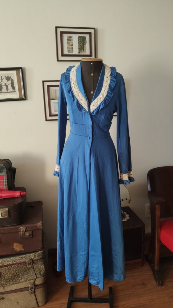 penhoar anos 70 azul