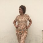 Pijama vintage anos 70 Langenyl floral conjunto completo com calça tamanho M