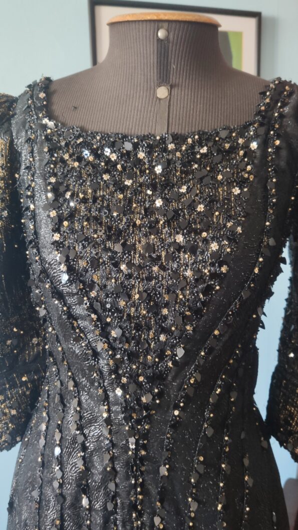 vestido de festa anos 80 lamê.