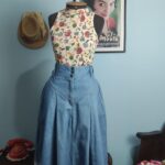 saia vintage anos 80 jeans .