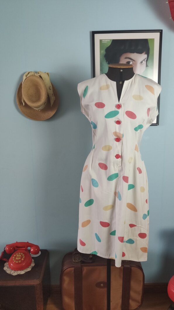 vestido vintage anos 80 bolas .