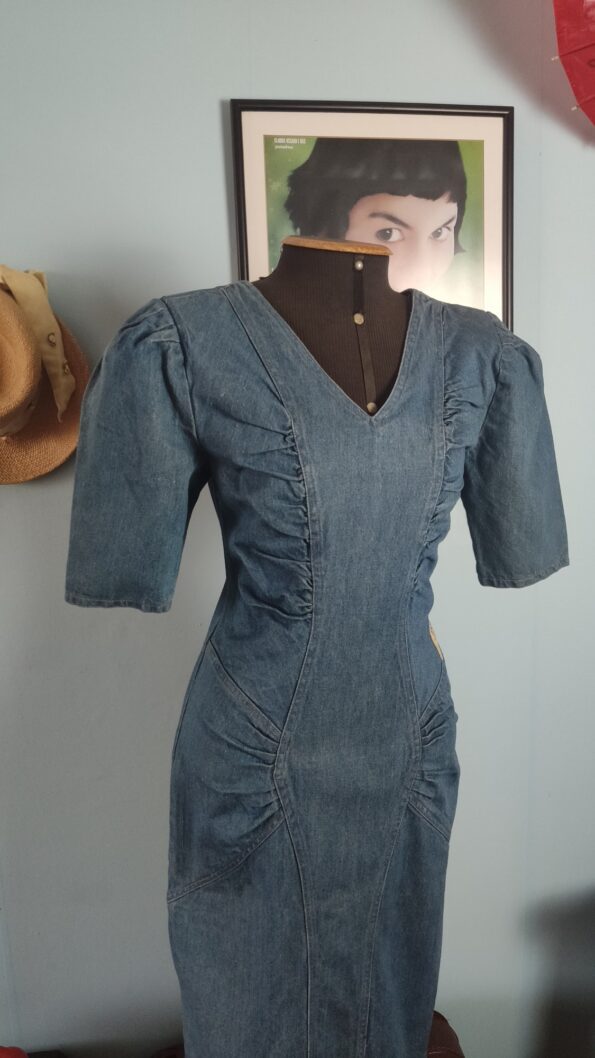 vestido vintage anos 80 jeans.
