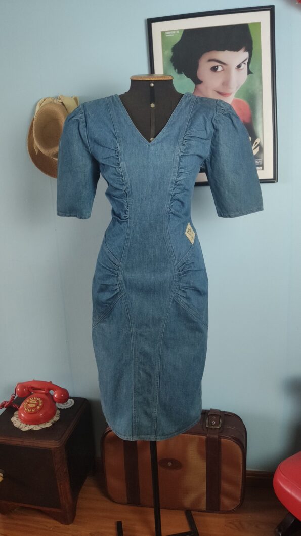 vestido vintage anos 80 jeans